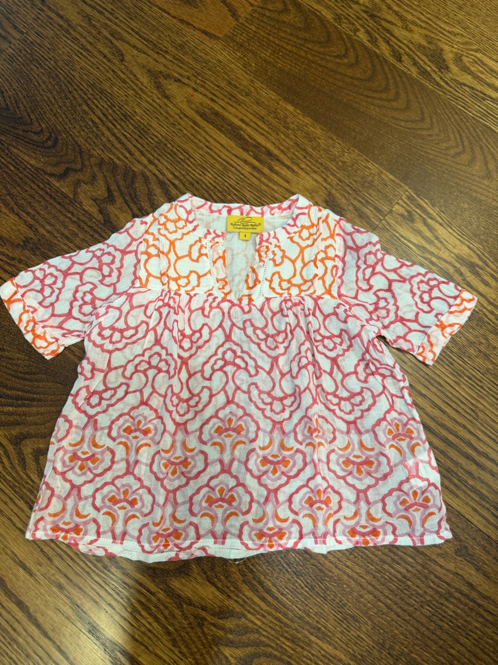 Roberta Roller Rabbit Pink and Orange Floral Short Sleeve Girls' Top